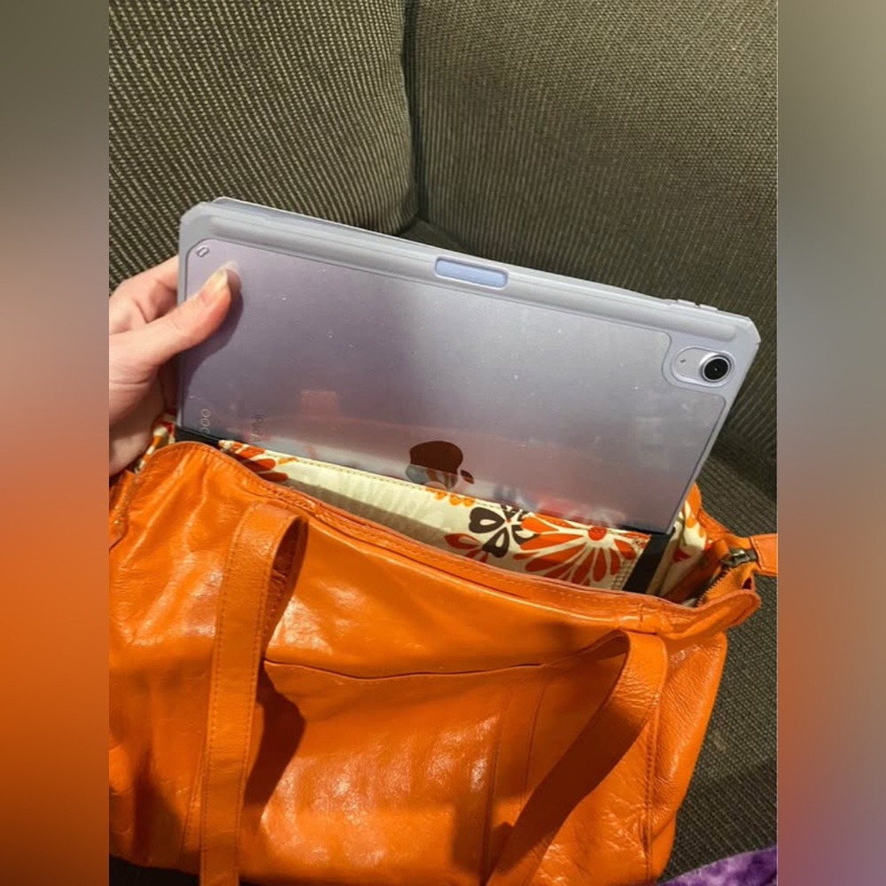 Orange Leather Tote Bag - Latico - Picture 5 of 8